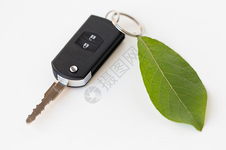 保护环境运输生态汽车钥匙绿叶饰品图片