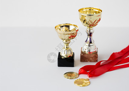 体育,成就,奖励,冠成功体育金杯奖牌白色背景图片