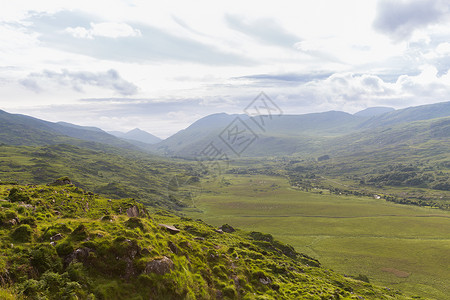 爱尔兰风景自然景观爱尔兰Killarney公园山丘的观点查看爱尔兰的Killarney公园山丘背景