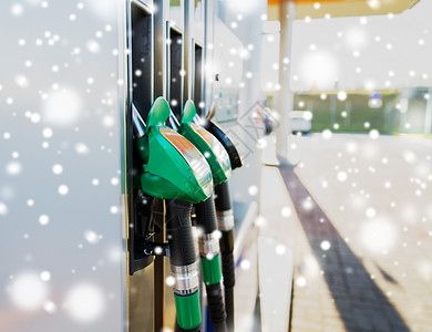 冬季,燃料,石油,油箱运输汽油软管加油站雪图片