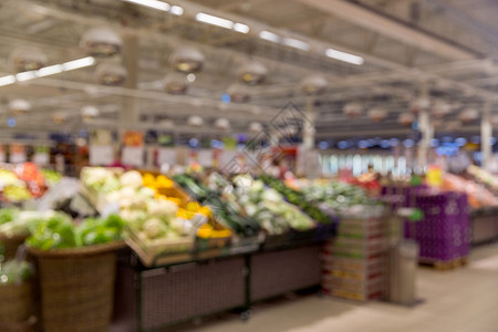 销售,购物,食品,消费主义杂货店蔬菜市场模糊的焦点背景与Bokeh图片