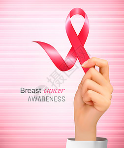 手条粉红色的乳腺癌意识丝带矢量图片