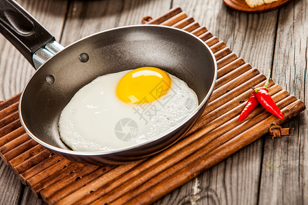 木制桌子上的煎蛋,早餐背景图片
