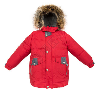 红色的衣服冬季保暖夹克隔离白色背景上背景