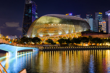 俯瞰新加坡市中心的日落景色新加坡市中心城市高清图片素材