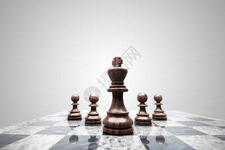由国王带领的队5枚棋子背景图片