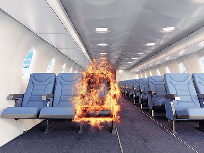 飞机机舱里着火了三维创意图片