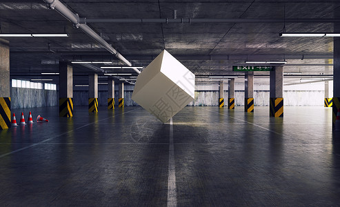 停车中的几何立方体三维创意图片