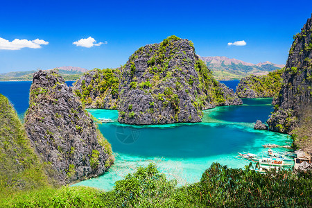 菲律宾群岛上非常美丽的泻湖背景图片