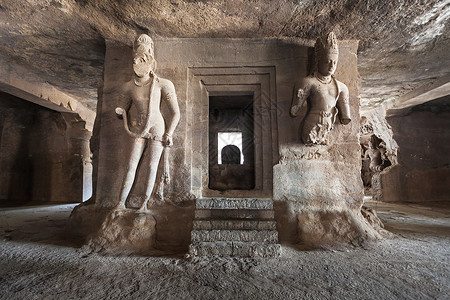 印度马哈拉施特拉邦孟买附近的象皮坦塔岛洞穴背景图片
