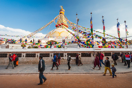 尼泊尔加德满都boudhanath多佛塔的明朝者高清图片