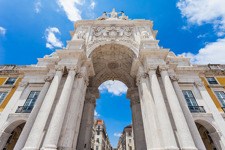 奥古斯塔拱门商业广场位于葡萄牙里斯本市背景