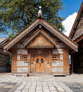 邻域贾格蒂帕特寺庙纳格,希马查尔邦,印度背景