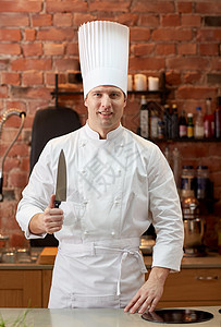 烹饪,厨具人的快乐的男厨师餐厅厨房用刀饭图片