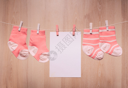 女婴袜子附绳子空白卡上图片