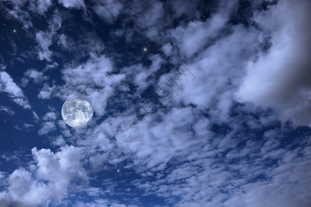 夜风景与月亮,云星星图片