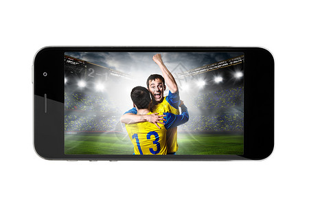 屏幕上足球足球运动员的现代电话移动足球图片
