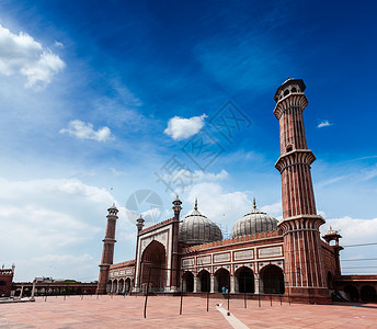 贾马马斯吉德印度最大的穆斯林清真寺德里,印度图片