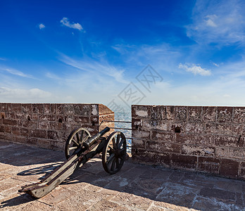 老佳能梅兰加堡俯瞰城市,乔德普尔,拉贾斯坦邦,印度大炮高清图片素材