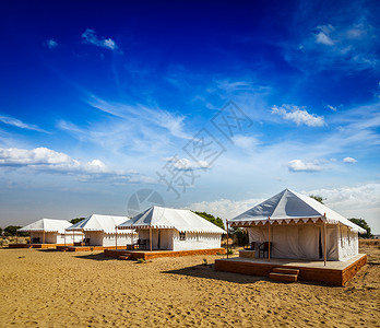 沙漠中的旅游帐篷营地贾萨尔默,拉贾斯坦邦,印度图片