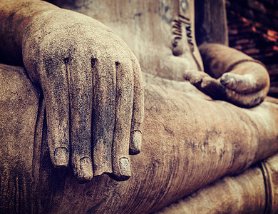 佛陀之手宗教雕刻的特写镜头高清图片