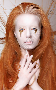 化装舞会红头发女人的未来化妆幻想图片