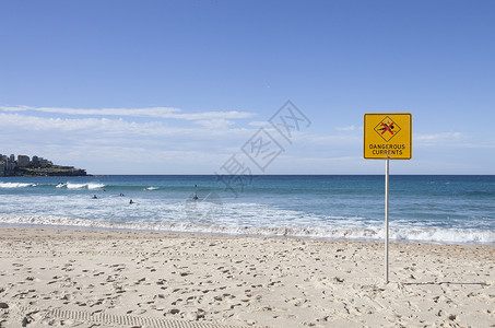 危险的电流标志邦迪海滩,悉尼,澳大利亚图片