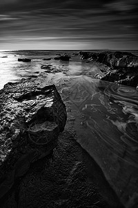 惊人的黑白海景海岸线岩石海岸日落图片