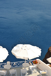 暑假美丽的硫化岛桑托里尼希腊夏天高清图片素材