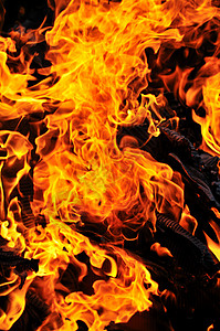 野火火焰燃烧热与黑色背景背景图片
