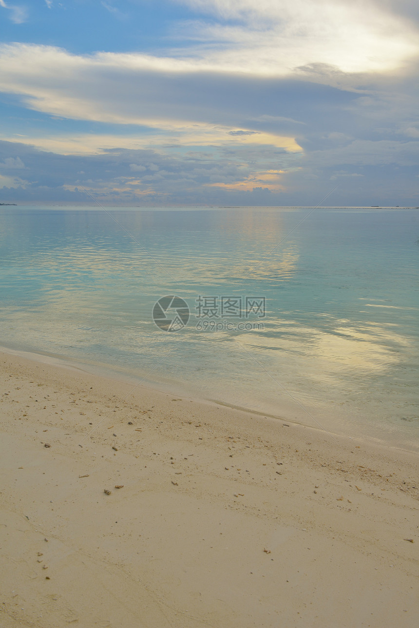 美丽的热带海滩背景景观自然日落图片