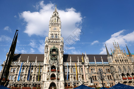 慕尼黑新市政厅慕尼黑Marienplatz,新市政厅Frauenkirche便便旅游目的地市中心背景