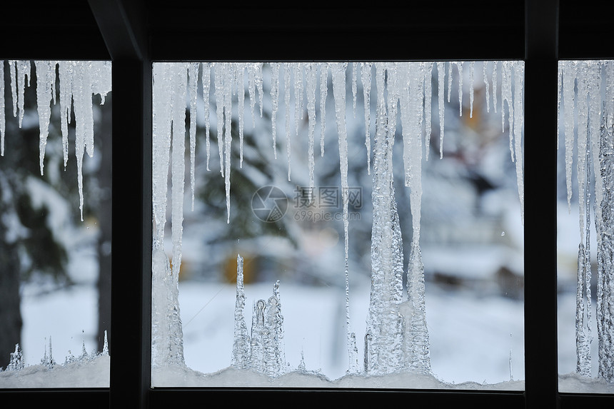 冰背景的冷冻窗口图片