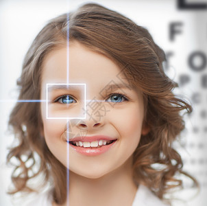 未来的技术,医学视觉可爱的女孩与眼睛图表图片