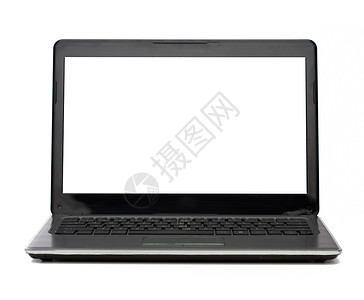 技术广告笔记本电脑与空白白色屏幕图片