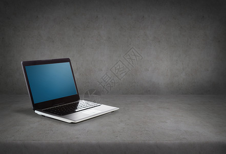 技术广告笔记本电脑与空白黑屏图片