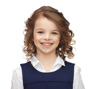 快乐的孩子微笑的小女孩的肖像图片