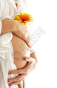 孕妇抱着她的肚子花图片