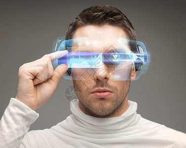 未来,技术人的人未来主义眼镜现代的高清图片素材