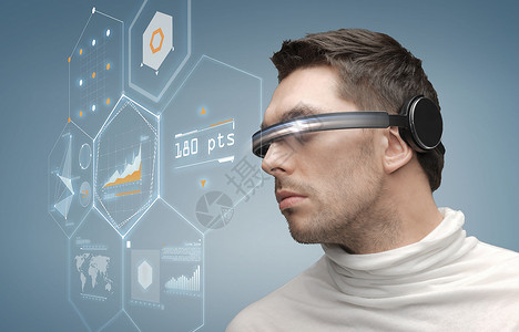 未来,技术,商业人的人未来主义眼镜传感器高清图片素材