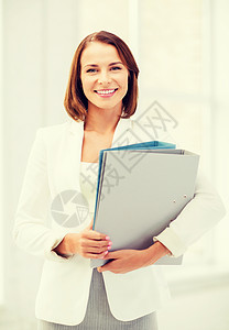 办公室商业微笑的吸引力的女商人文件夹办公室图片
