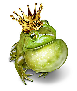 青蛙王子戴着金冠膨胀的喉咙,代表着童话故事中的交流两栖动物皇室的变化变背景