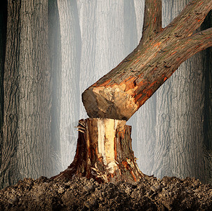 砍伐森林的当棵树倒下的象征,森林中的棵老树被砍伐以供发展,用火木环境破坏保护雨林问题的象征,就像亚马逊样林业高清图片素材