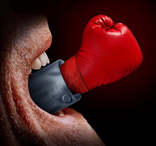 商业谈判代表战斗词表达自由的争取法律司法制度的斗争,就像个尖叫的嘴个红色的拳击手套,正义的声音的隐喻背景图片