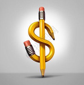 财务计划商业铅笔,被刻成美元符号,比喻财富战略投资计划的成功图片