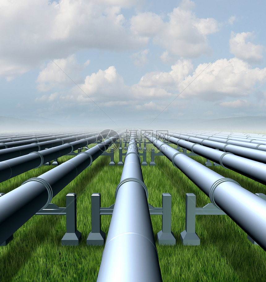 天然气管道三维金属管道,输送液体燃料能源气体石油产品,电力商品分布运输的象征图片