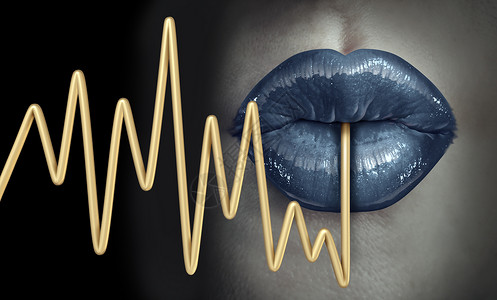 嘴巴咬着心电图EKG监测生命线背景图片