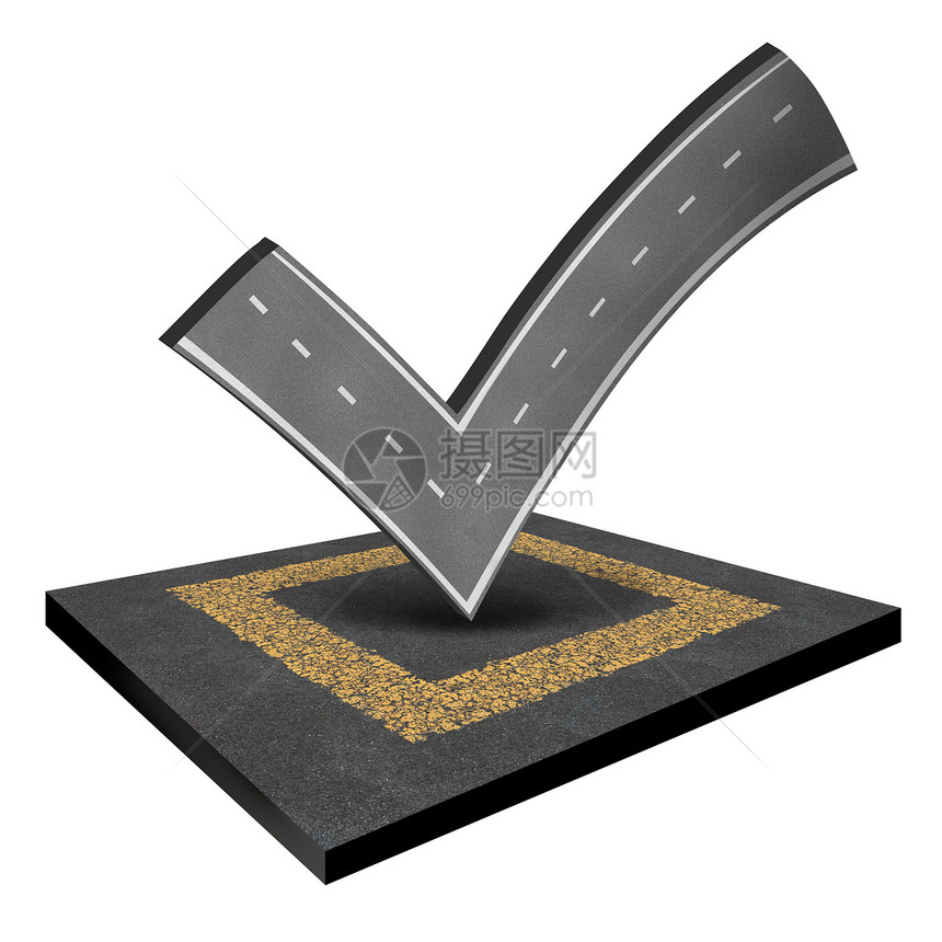 公路建设的道路检查由工程师检查旅行检查表的,街道公路形状的检查标记隔离白色背景上图片