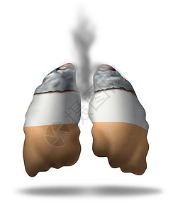 香烟肺的吸烟健康影响的象征,肺癌的医学隐喻,来自吸烟者手烟的烟雾暴露戒烟的挑战背景图片
