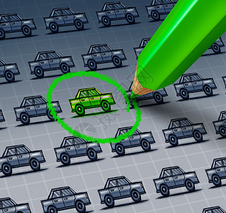 绿色汽车选择汽车的图纸,用绿色铅笔画个圆圈围绕个生态负责的车辆图片